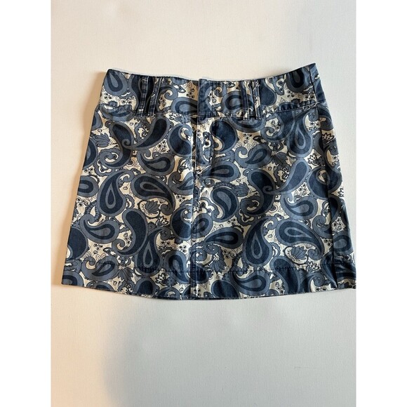 Y2K GAP Blue White Paisley Floral 100% Cotton A Line Sadie Mini Skirt Size 4 - Picture 1 of 6